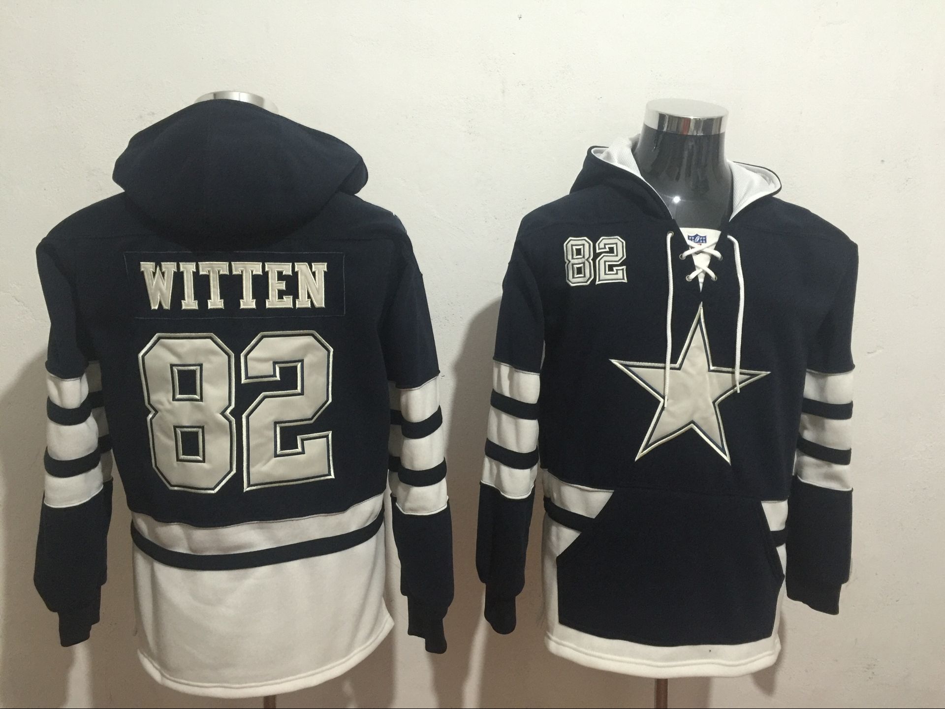 Men NFL Nike Dallas Cowboys 82 Witten blue Sweatshirts